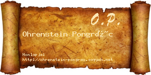 Ohrenstein Pongrác névjegykártya